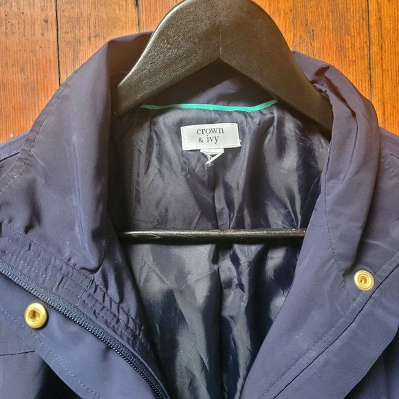 Crown & Ivy Navy Rain Jacket, sz Small - Picture 3 of 8